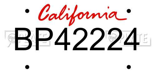 BP42224 California License Plate