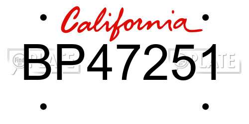 BP47251 California License Plate
