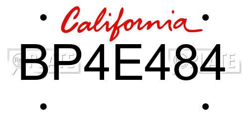 BP4E484 California License Plate