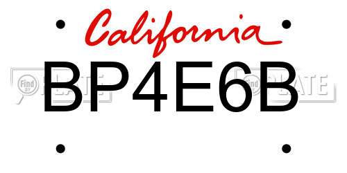 BP4E6B California License Plate