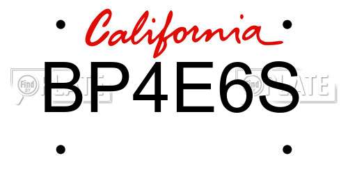BP4E6S California License Plate
