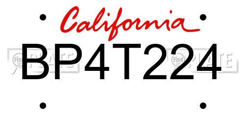 BP4T224 California License Plate