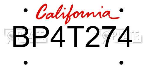 BP4T274 California License Plate