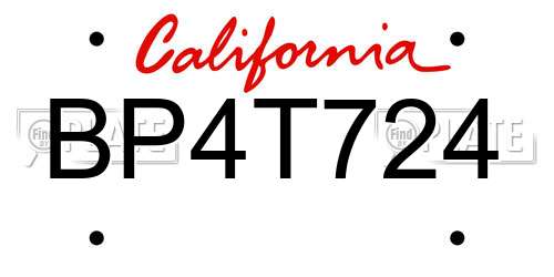 BP4T724 California License Plate