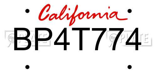 BP4T774 California License Plate