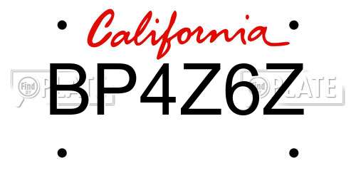 BP4Z6Z California License Plate