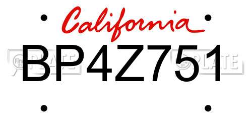 BP4Z751 California License Plate