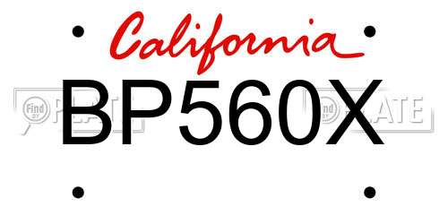 BP560X California License Plate