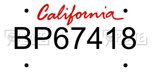 BP67418 California License Plate