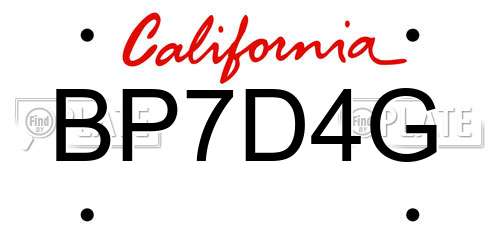 BP7D4G California License Plate