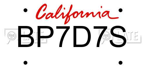 BP7D7S California License Plate