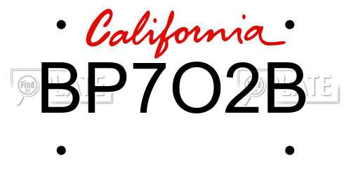BP7O2B California License Plate