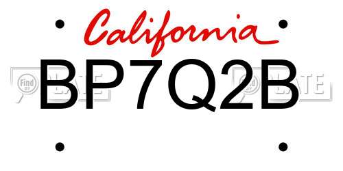 BP7Q2B California License Plate