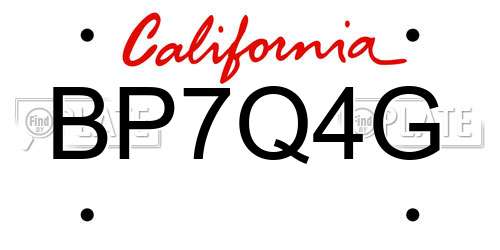 BP7Q4G California License Plate