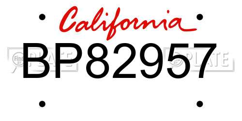 BP82957 California License Plate