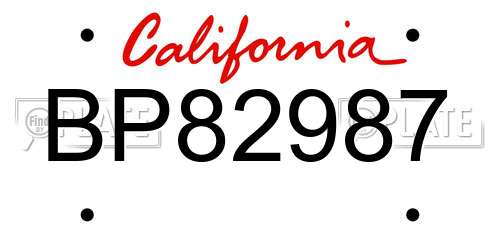BP82987 California License Plate