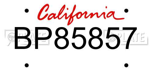 BP85857 California License Plate