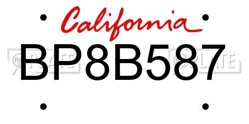 BP8B587 California License Plate