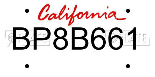BP8B661 California License Plate