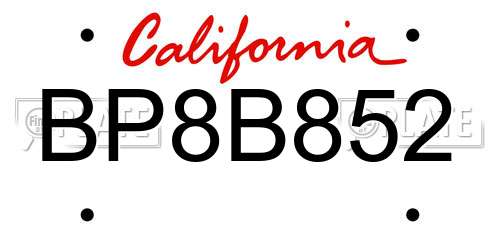 BP8B852 California License Plate
