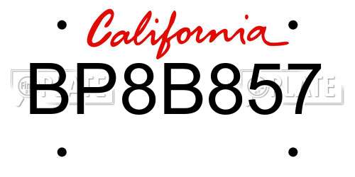 BP8B857 California License Plate