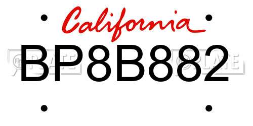 BP8B882 California License Plate