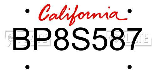 BP8S587 California License Plate