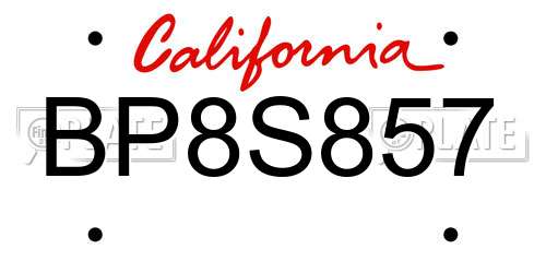 BP8S857 California License Plate