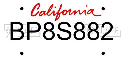 BP8S882 California License Plate