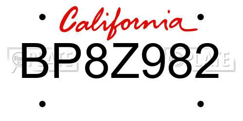 BP8Z982 California License Plate