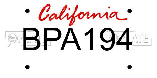 BPA194 California License Plate