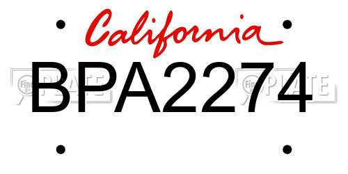 BPA2274 California License Plate