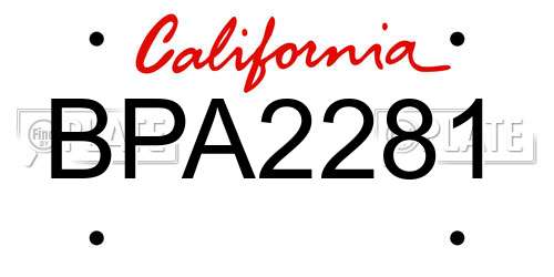 BPA2281 California License Plate