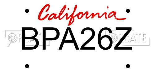 BPA26Z California License Plate