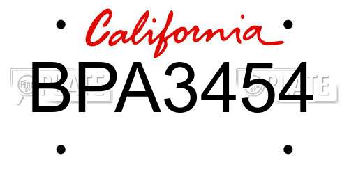 BPA3454 California License Plate