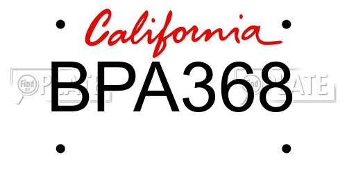 BPA368 California License Plate
