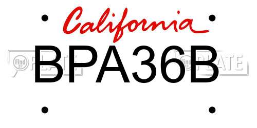 BPA36B California License Plate
