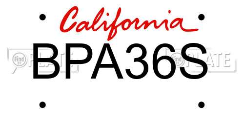 BPA36S California License Plate