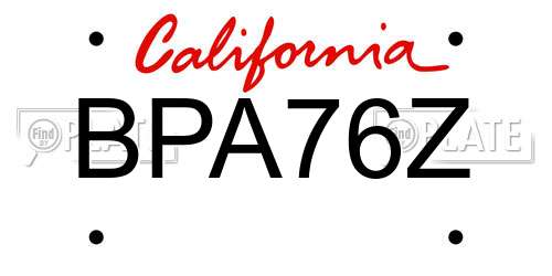 BPA76Z California License Plate