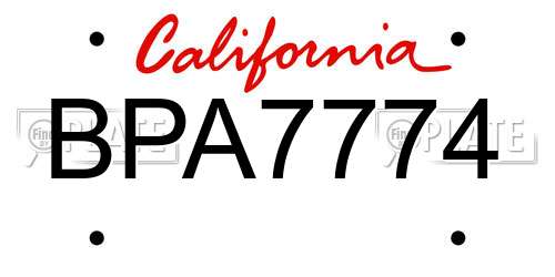 BPA7774 California License Plate
