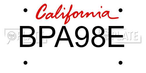 BPA98E California License Plate
