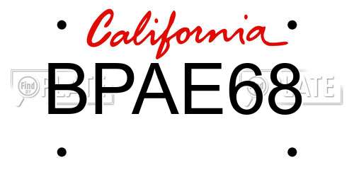 BPAE68 California License Plate