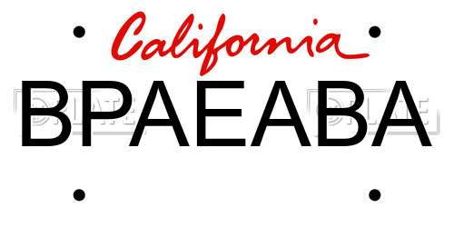 BPAEABA California License Plate