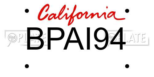 BPAI94 California License Plate