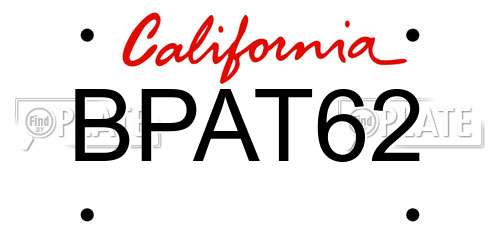 BPAT62 California License Plate