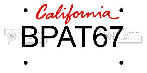 BPAT67 California License Plate