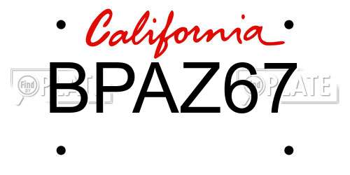BPAZ67 California License Plate