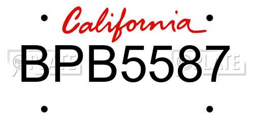 BPB5587 California License Plate