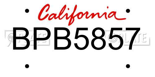 BPB5857 California License Plate