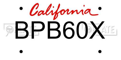 BPB60X California License Plate
